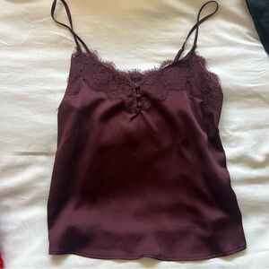 Abercrombie Lace Trim Cami Top Burgundy Maroon Size M